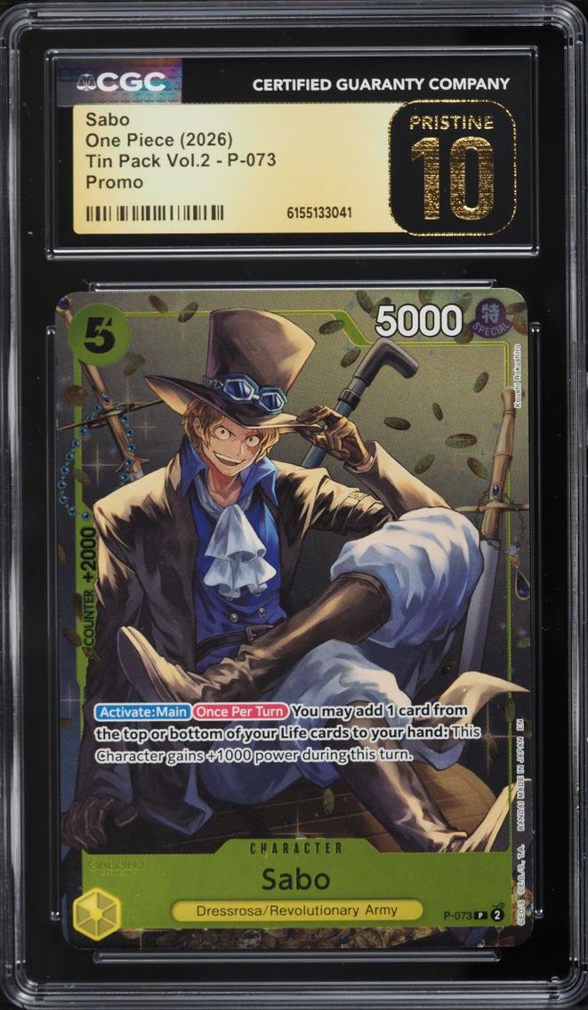 2026 One Piece Promo Tin Pack Vol.2 Alt Art Sabo #P-073 CGC 10 PRISTINE