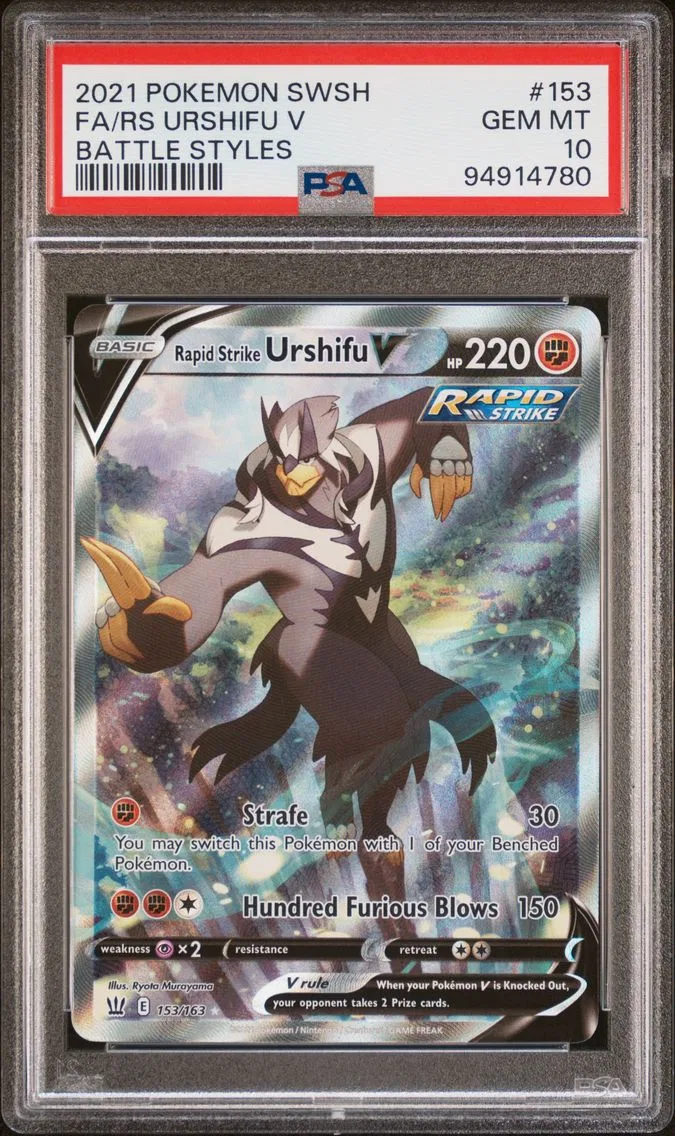 2021 #153 Full Art/Rapid Strike Urshifu V PSA 10 Sword & Shield Battle Styles Pokemon