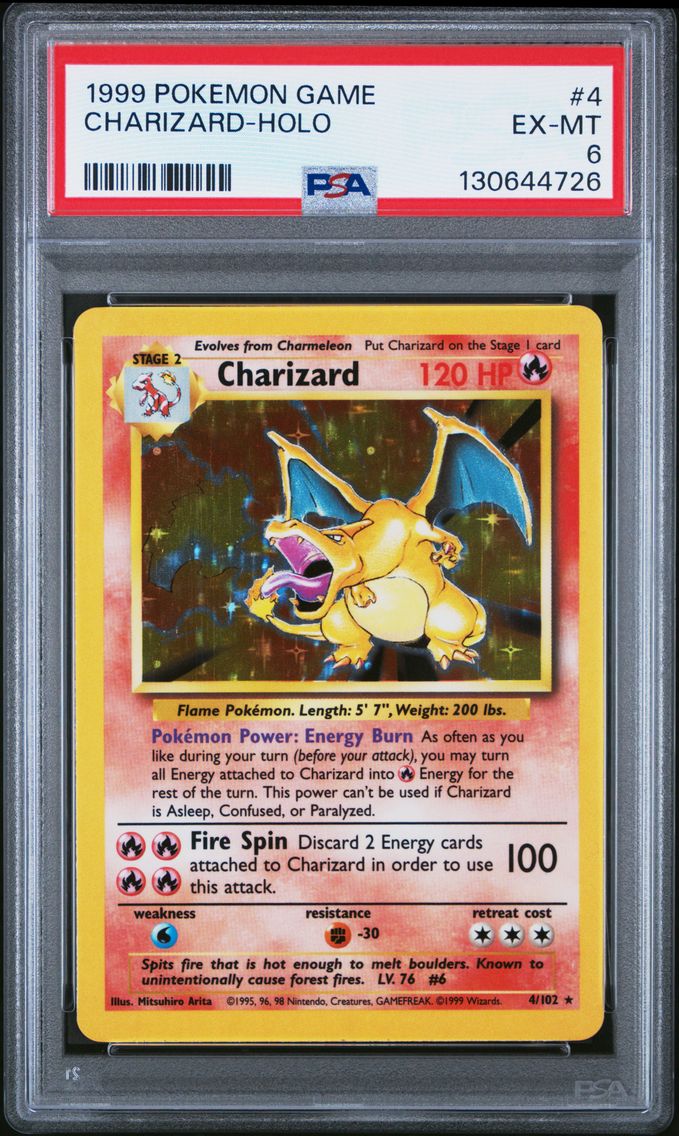 1999 #4 Charizard-Holo PSA 6 Game