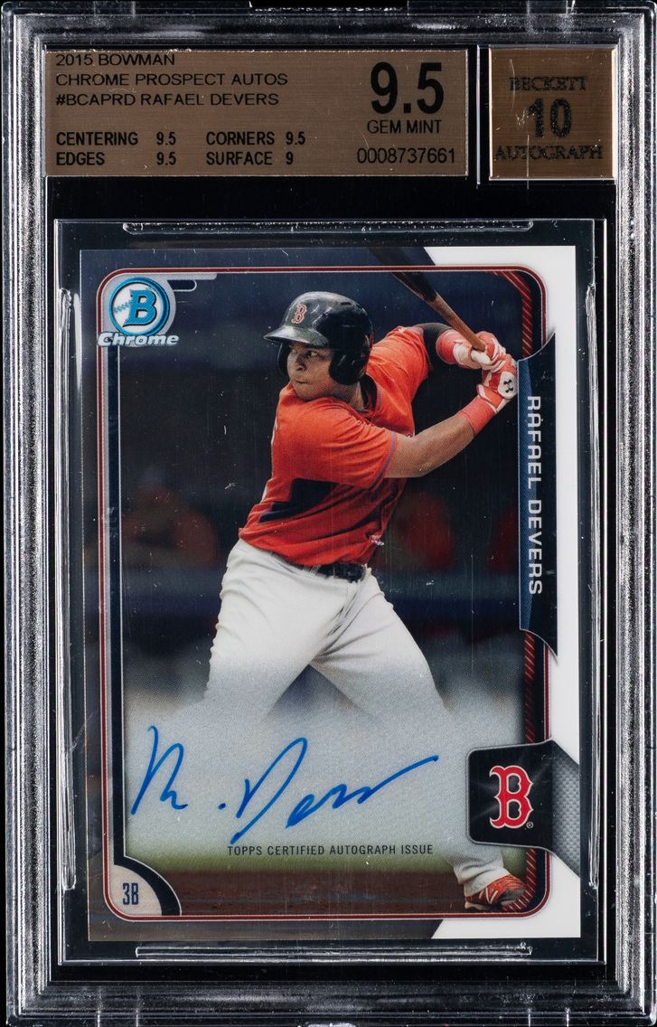2015 #RD Rafael Devers BGS 9.5 Bowman Prospect Autograph
