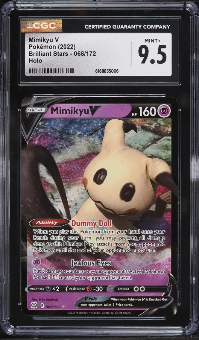 2022 Pokemon Sword & Shield Brilliant Stars Holo Mimikyu V #68 CGC 9.5 MINT+