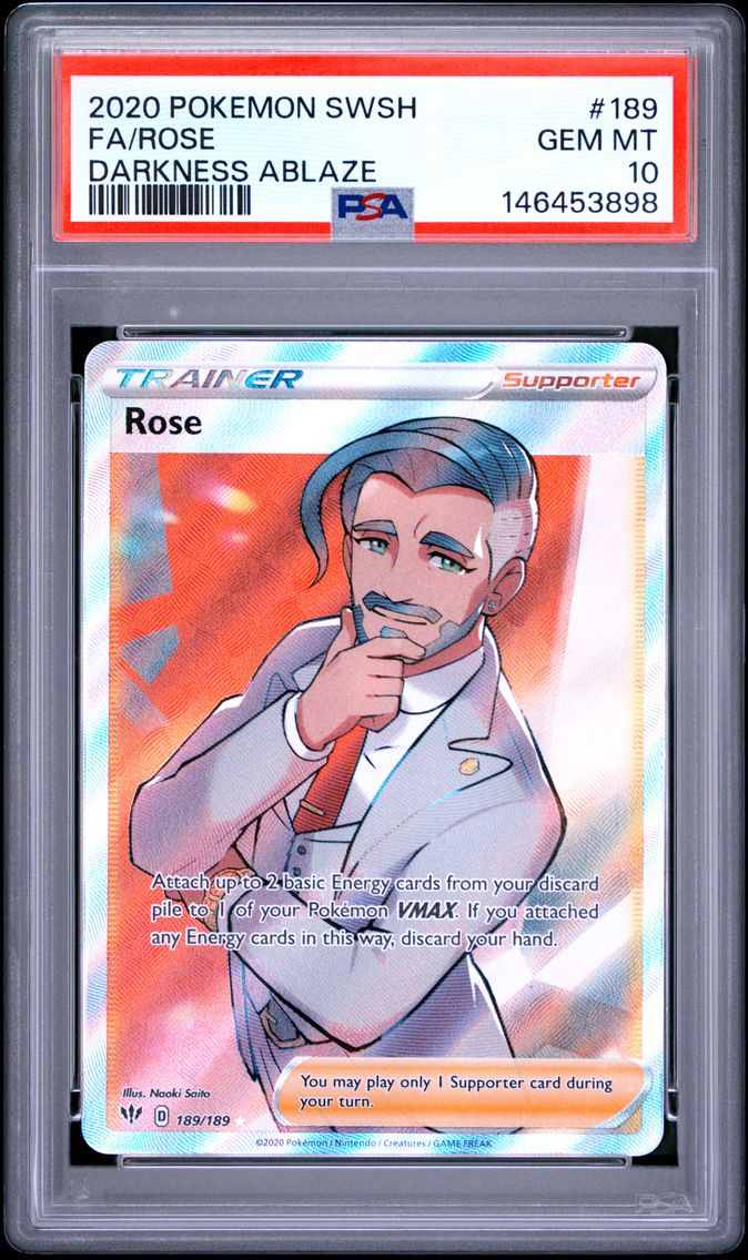 2020 #189 Full Art/Rose PSA 10 Sword & Shield Darkness Ablaze