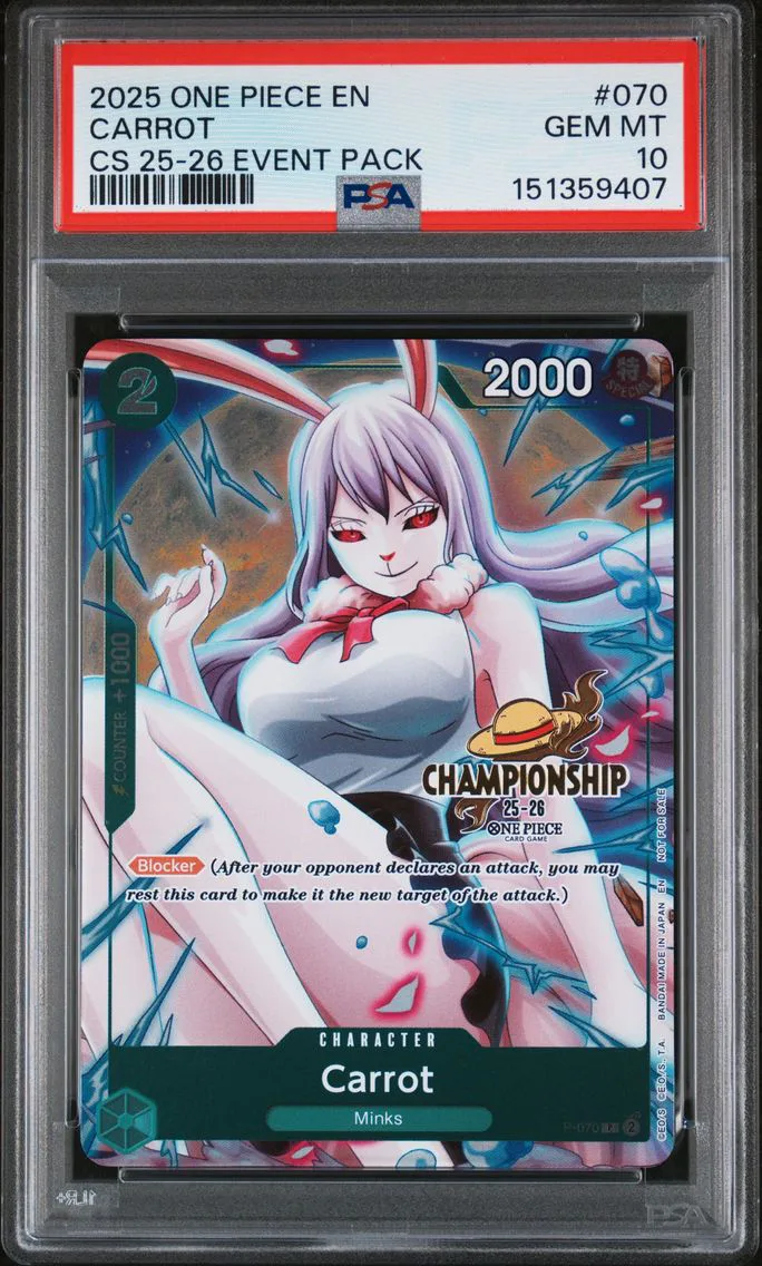 2025 #070 Carrot PSA 10 One Piece Championship 2025-26 Event Pack