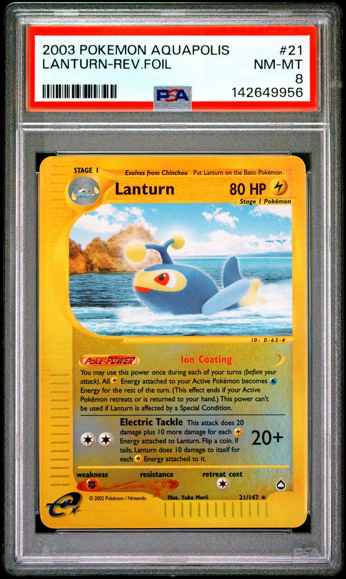 2003 #21 Lanturn-Reverse Foil PSA 8 Aquapolis Pokemon