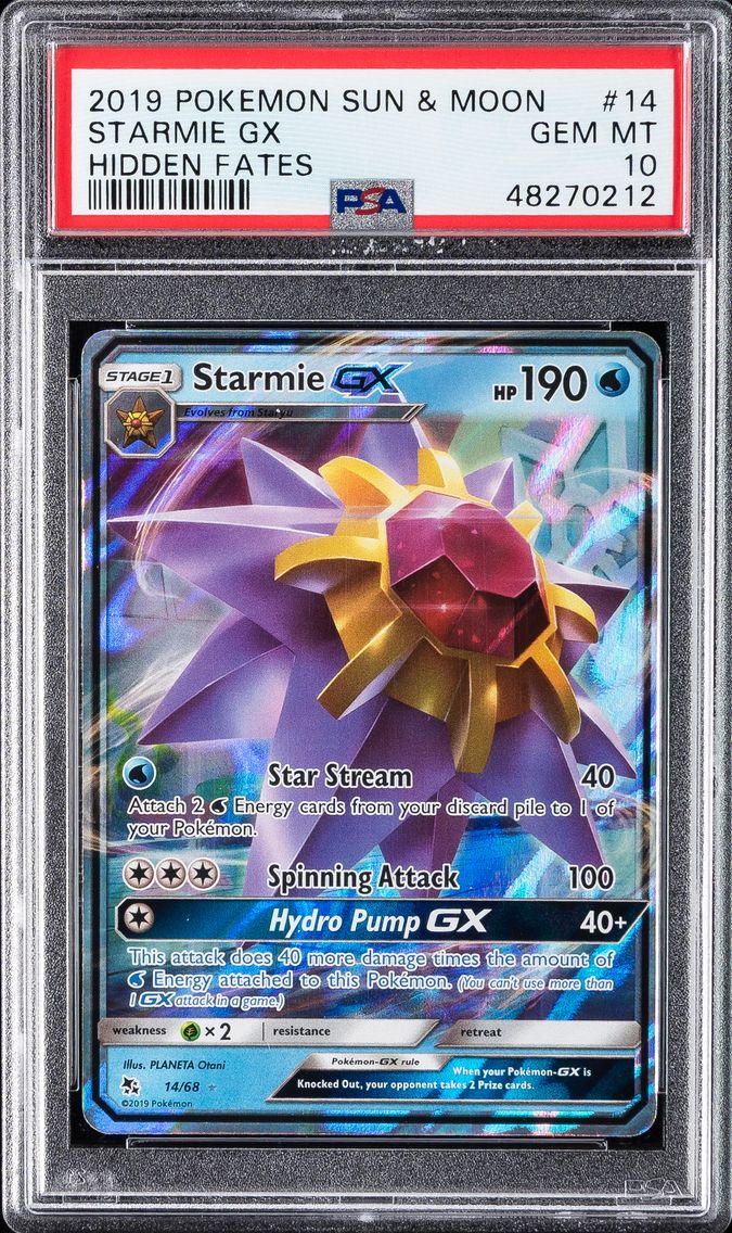 2019 #14 Starmie GX PSA 10 Sun & Moon Hidden Fates Pokemon