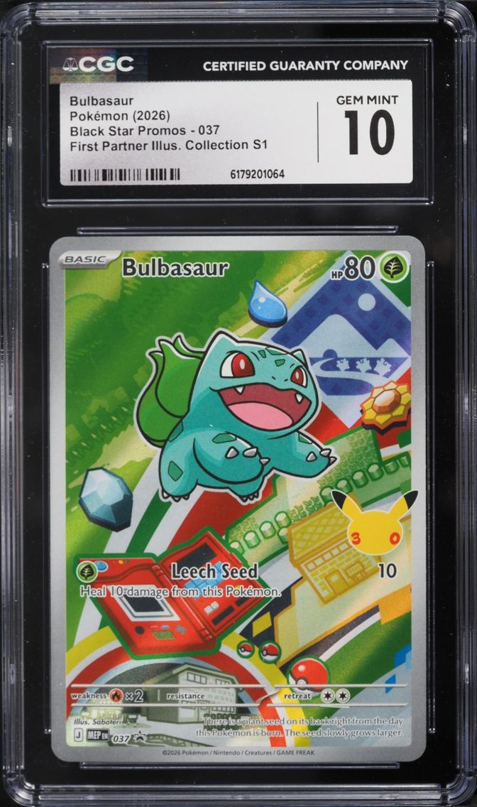 2026 Pokemon Mega Evolution Promo First Partner Illustration Full Art Bulbasaur #37 CGC 10 GEM