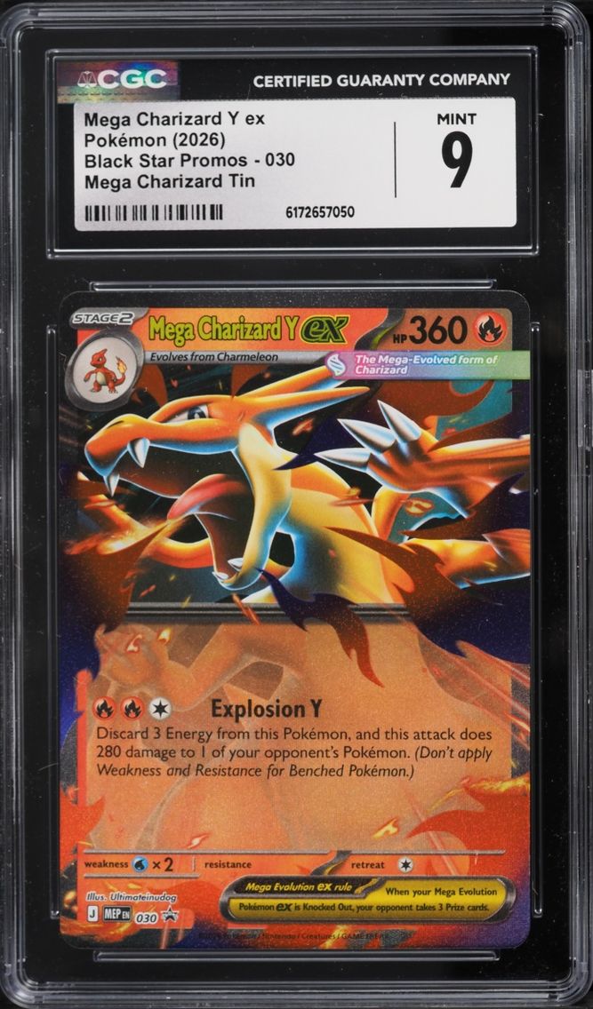 2026 Pokemon Mega Evolution Black Star Promo Tin Mega Charizard Y Ex #30 CGC 9 MINT