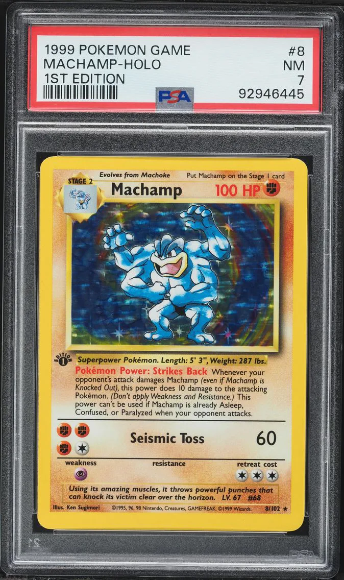 1999 #8 Machamp-Holo 1st Edition PSA 7 Game Pokemon