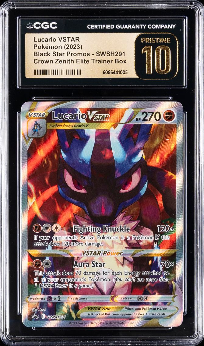 2023 #291 Full Art/Lucario Vstar CGC 10 Pristine Swsh Black Star Promo Pokemon