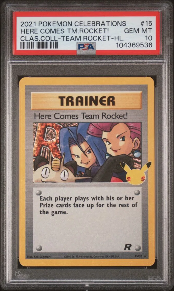 2021 #15 Here Comes Team Rocket!-Holo Base PSA 10 Celebrations Classic Collection Pokemon