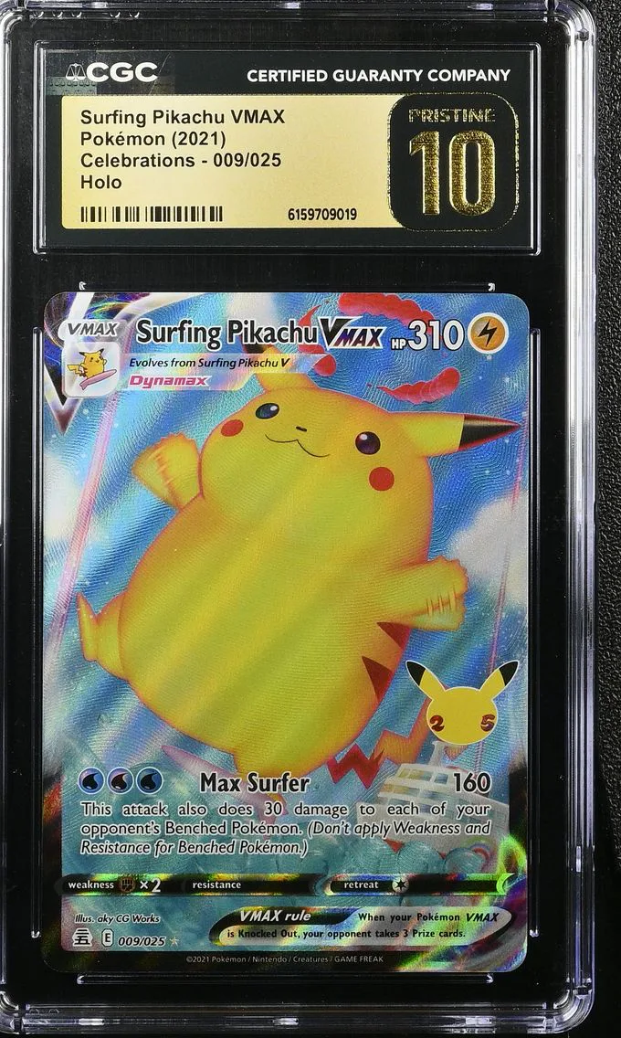 2021 #009 Surfing Pikachu VMAX CGC 10 Pristine Celebrations - English