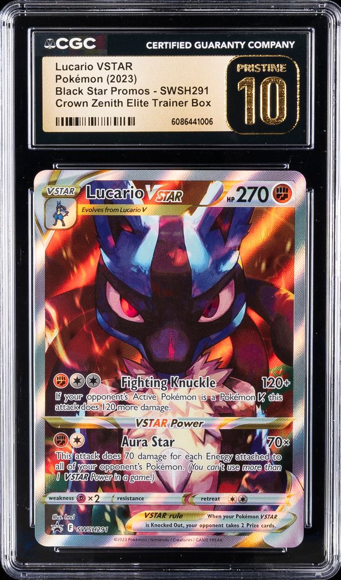2023 #291 Full Art/Lucario Vstar CGC 10 Pristine Swsh Black Star Promo Pokemon