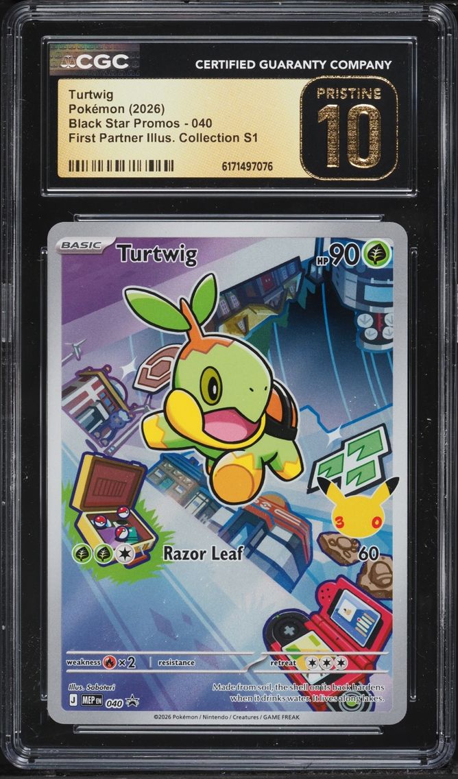 2026 Pokemon Mega Promo First Partner Illustration Full Art Turtwig #40 CGC 10 PRISTINE