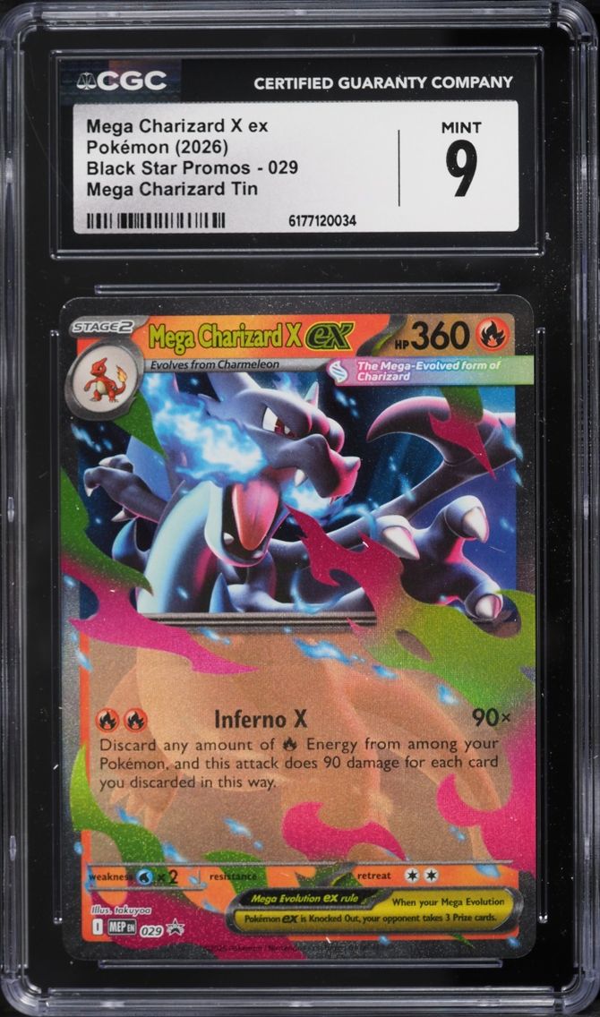 2026 Pokemon Mega Evolution Promo Tin Mega Charizard X Ex #29 CGC 9 MINT