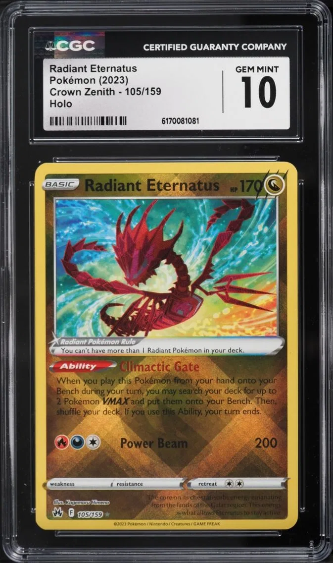 2023 Pokemon Sword & Shield Crown Zenith Holo Radiant Eternatus #105 CGC 10 GEM MINT