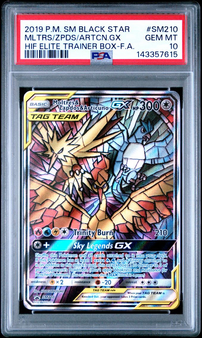 2019 #SM210 Full Art/Moltres & Zapdos & Articuno GX PSA 10 SM Black Star Promo