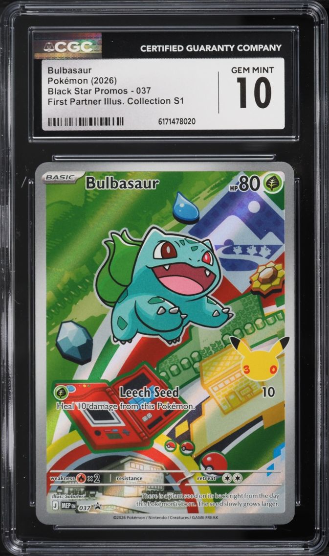 2026 Pokemon Mega Evolution Promo First Partner Illustration S1 Full Art Bulbasaur #37 CGC 10