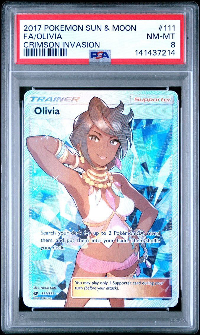 2017 #111 Full Art/Olivia PSA 8 Sun & Moon Crimson Invasion Pokemon