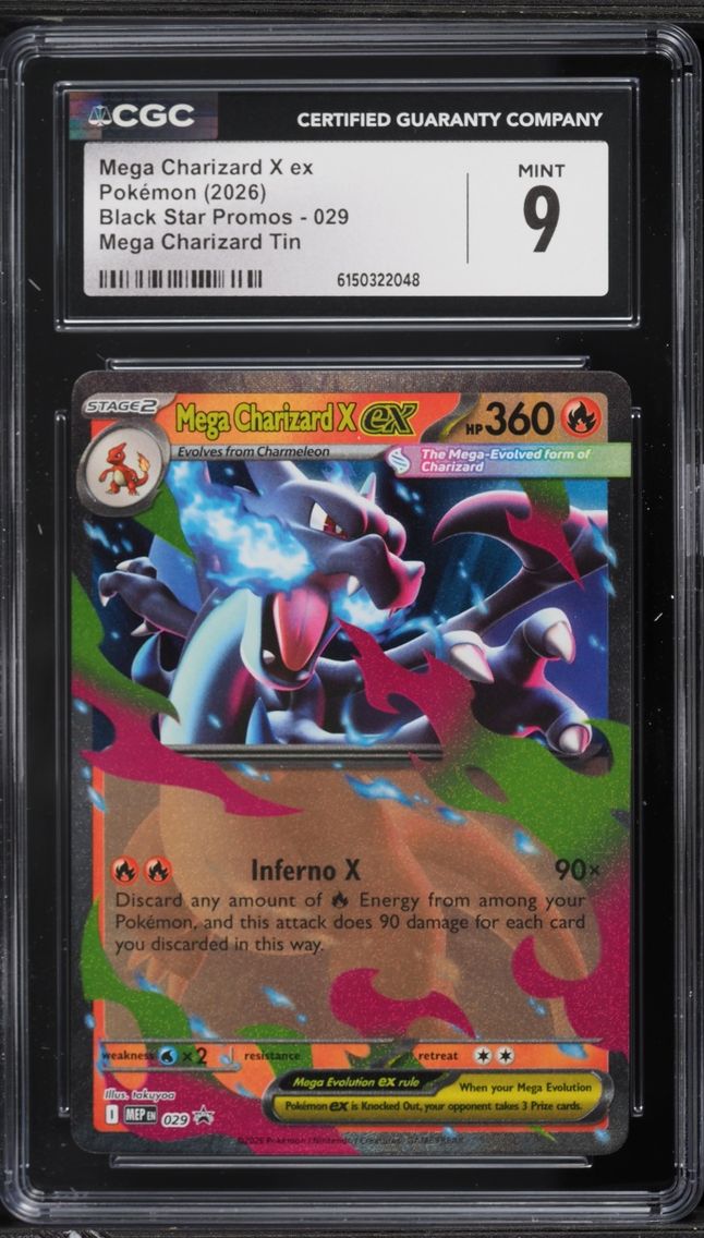 2026 Pokemon Mega Evolution Black Star Promo Tin Mega Charizard X ex #29 CGC 9 MINT