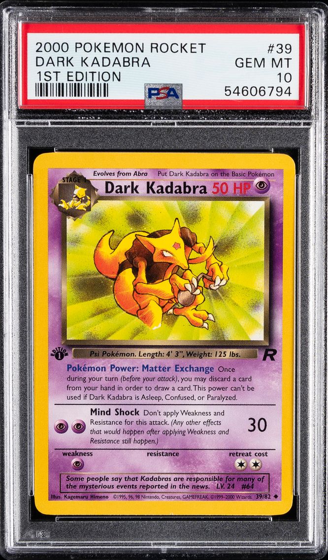2000 #39 DARK KADABRA PSA 10 ROCKET POKEMON