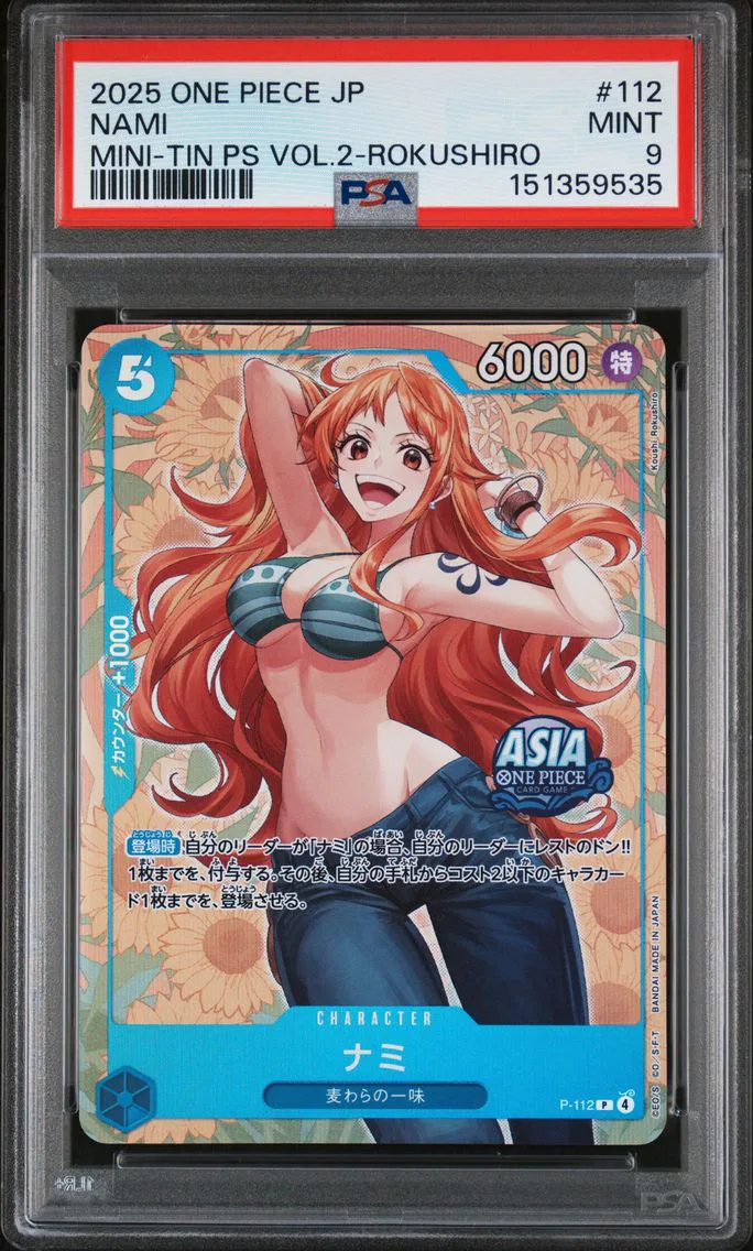 2025 #112 Nami PSA 9 One Piece Japanese Mini-Tin Pack Set Vol.2