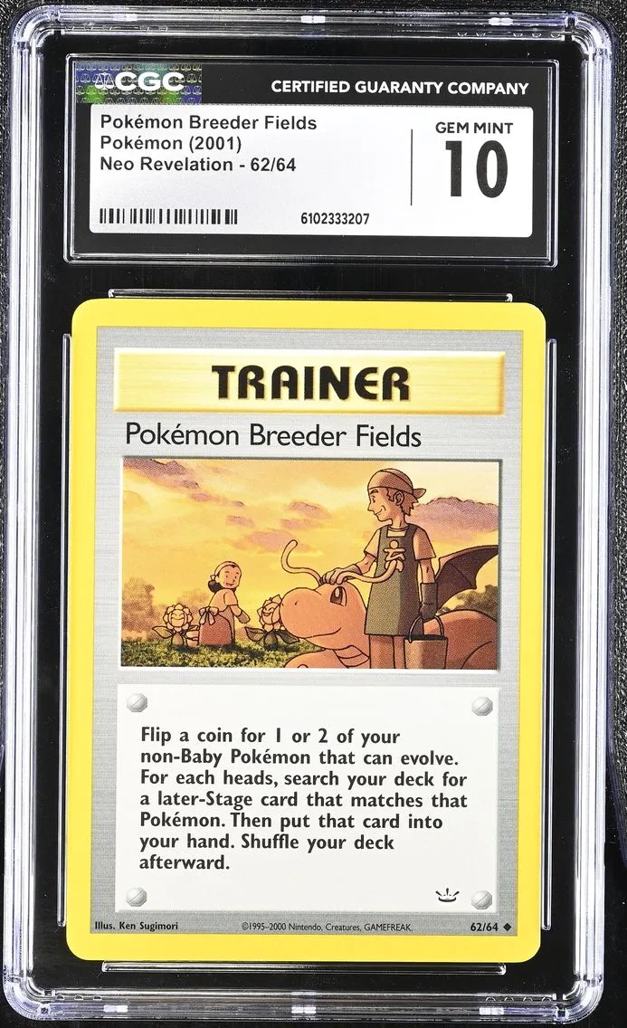 2001 #62 Pokemon Breeder Fields CGC 10 Neo Revelation - Unlimited - English