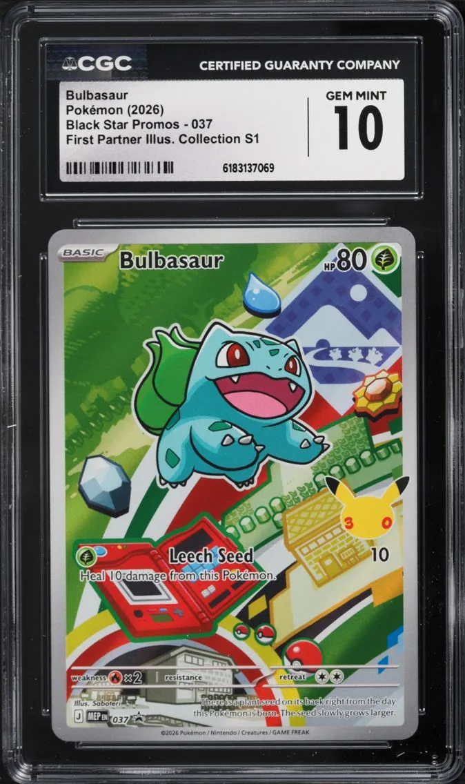 2026 Pokemon Mega Promo First Partner Illustration S1 Full Art Bulbasaur #37 CGC 10 GEM MINT