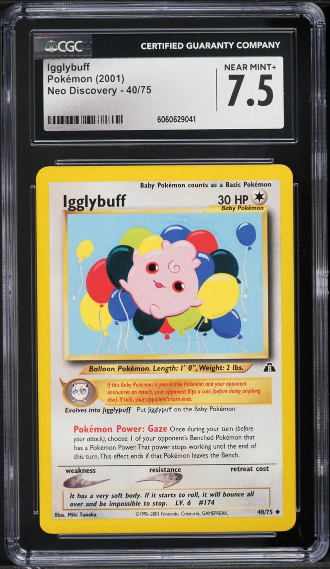 2001 Pokemon Neo Discovery Igglybuff #40 CGC 7.5 NRMT+