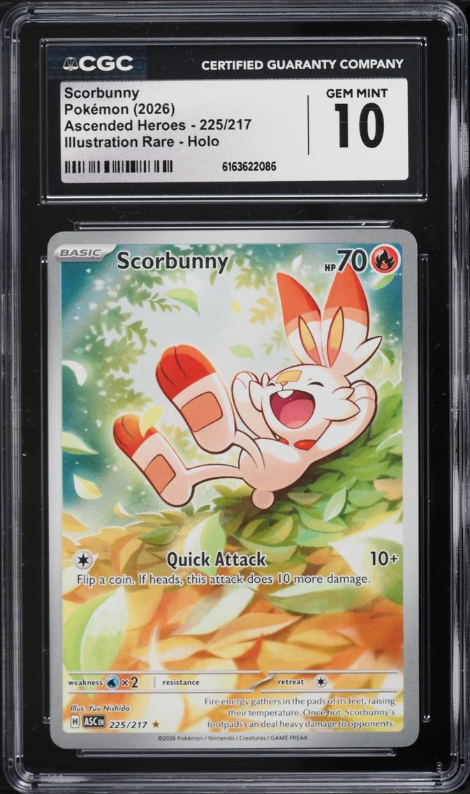 2026 Pokemon Mega Evolution Ascended Heroes IR Scorbunny #225 CGC 10 GEM MINT