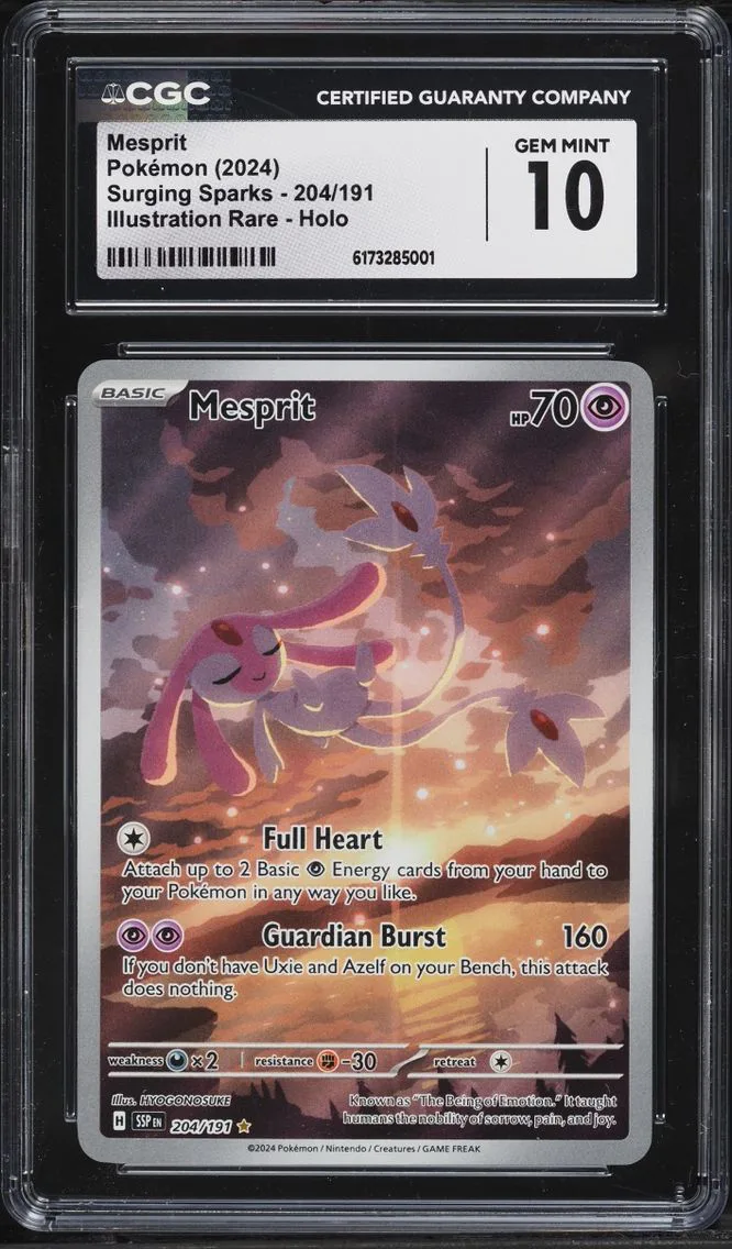 2024 Pokemon Scarlet & Violet Surging Sparks IR Mesprit #204 CGC 10 GEM MINT