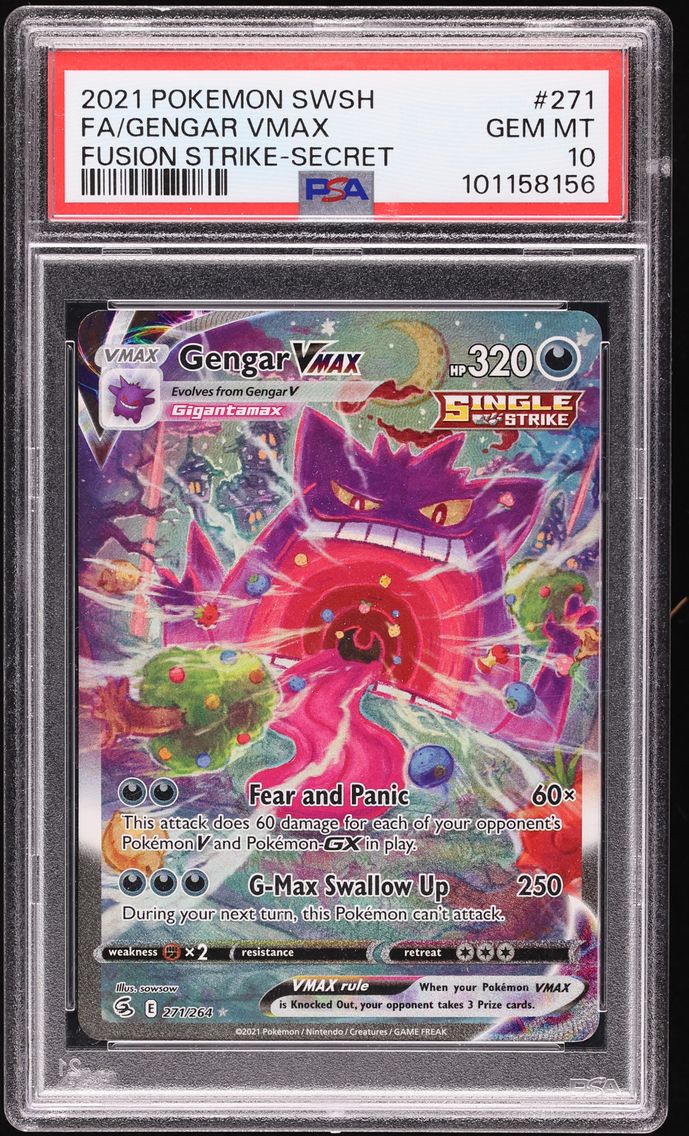 2021 #271 Gengar VMAX PSA 10 Pokemon Sword & Shield Fusion Strike