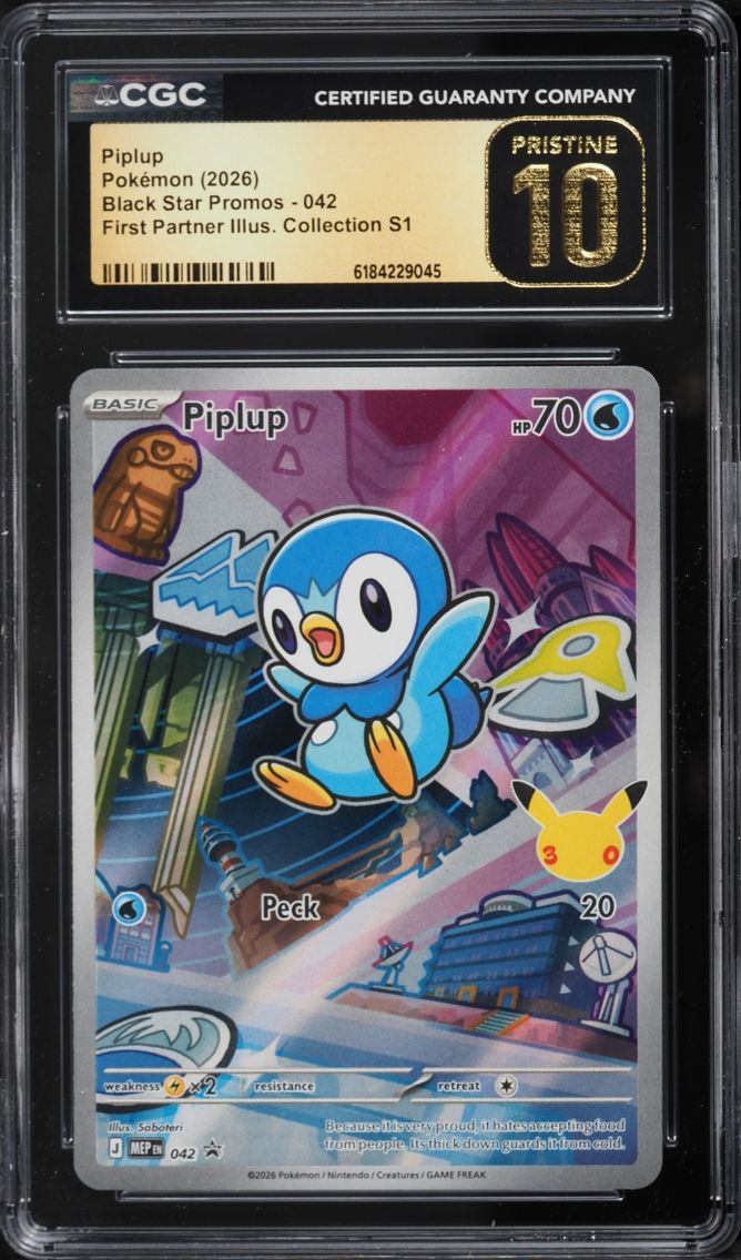 2026 #42 Piplup CGC 10 Pokemon Mega Promo First Partner Illustration Full Art