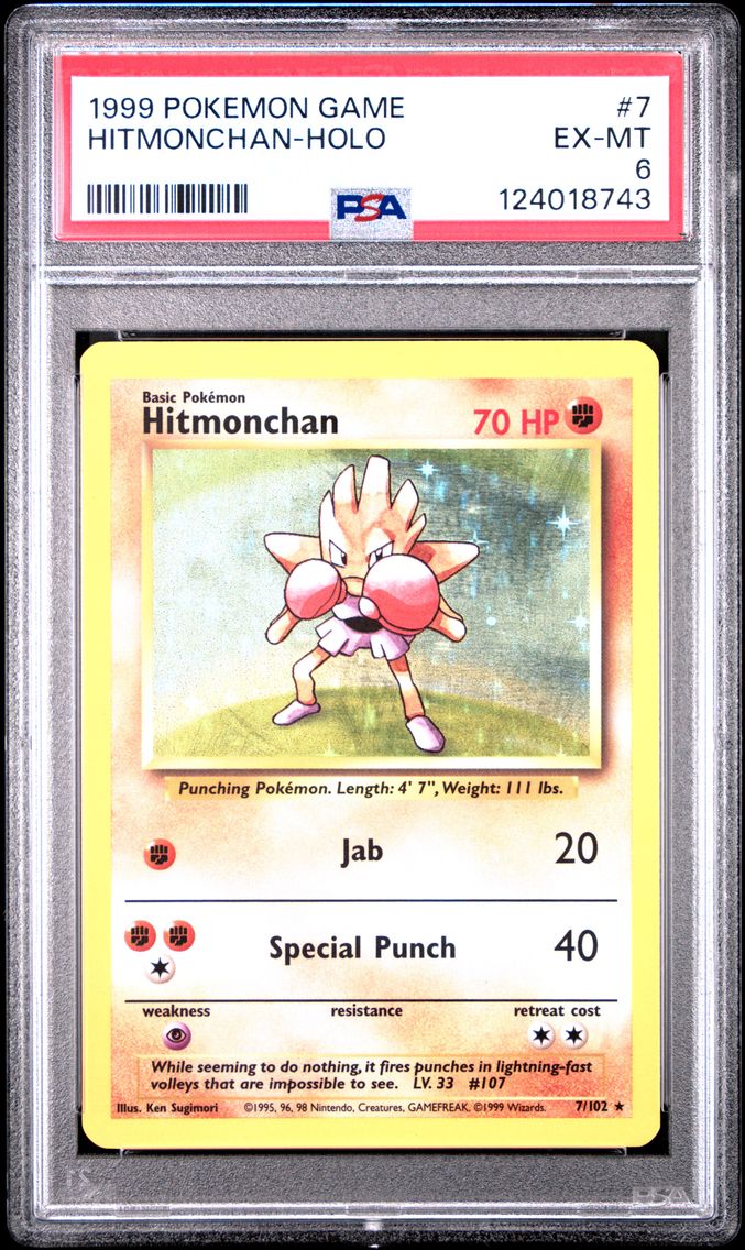 1999 #7 Hitmonchan-Holo PSA 6 Game Pokemon