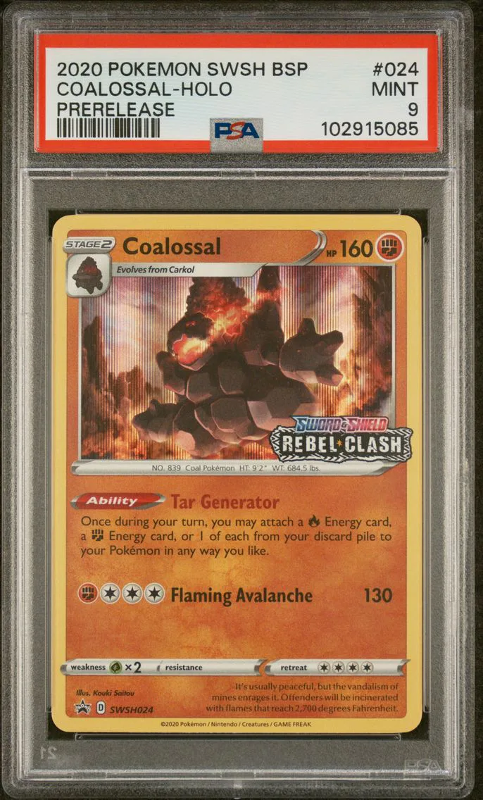 2020 #024 Coalossal-Holo PSA 9 Swsh Black Star Promo Pokemon