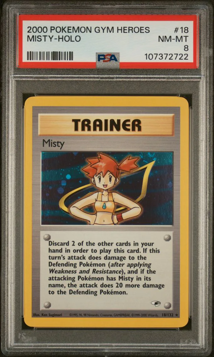 2000 #18 Misty-Holo PSA 8 Gym Heroes Pokemon