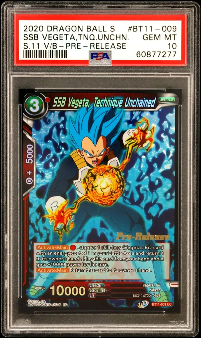 2020 #BT11-009 SSB Vegeta, Technique Unchained PSA 10 Dragon Ball Super Card Game Series 11 Vermilion Bloodline