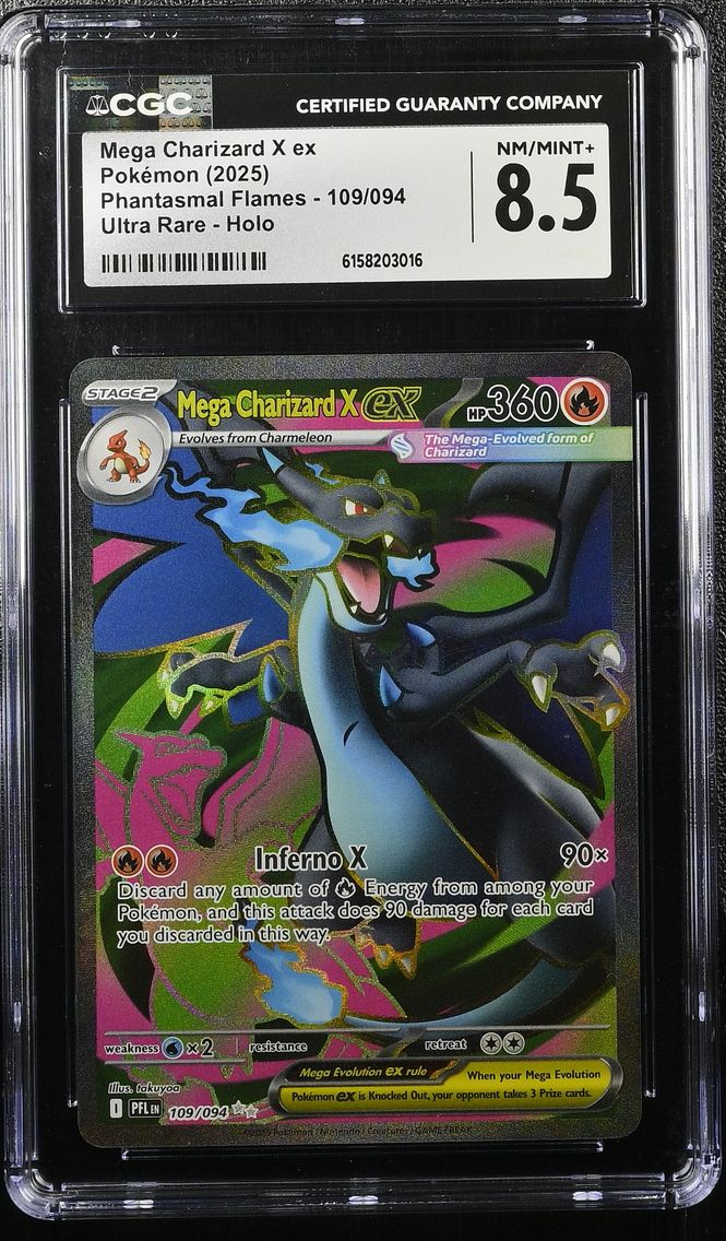 2025 #109 Mega Charizard X ex CGC 8.5 Phantasmal Flames - PFL EN - English