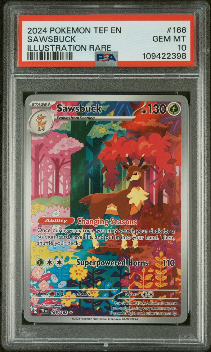 2024 #166 Sawsbuck PSA 10 Tef EN-Temporal Forces Pokemon