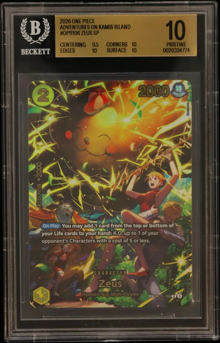 2026 #OP11106 Zeus SP BGS 10 One Piece Card Game Adventures on KAMI's Island