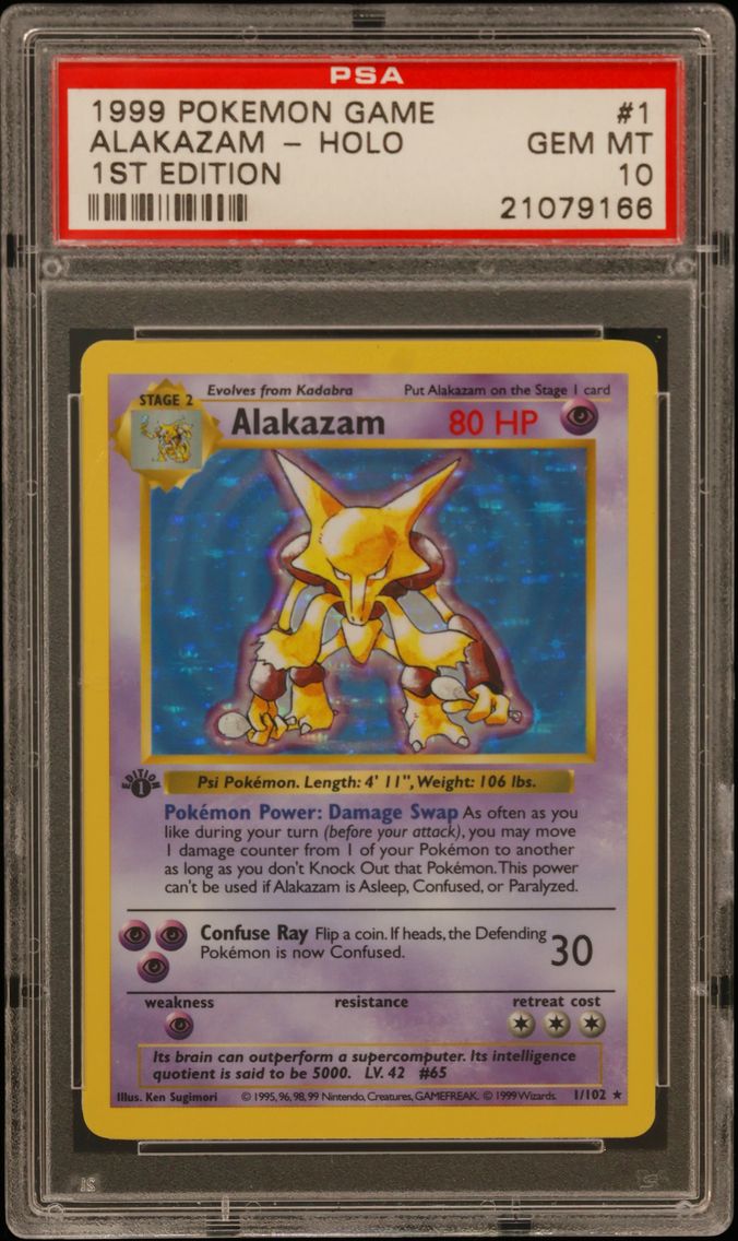 1999 #1 Alakazam-Holo 1st Edition PSA 10 Game