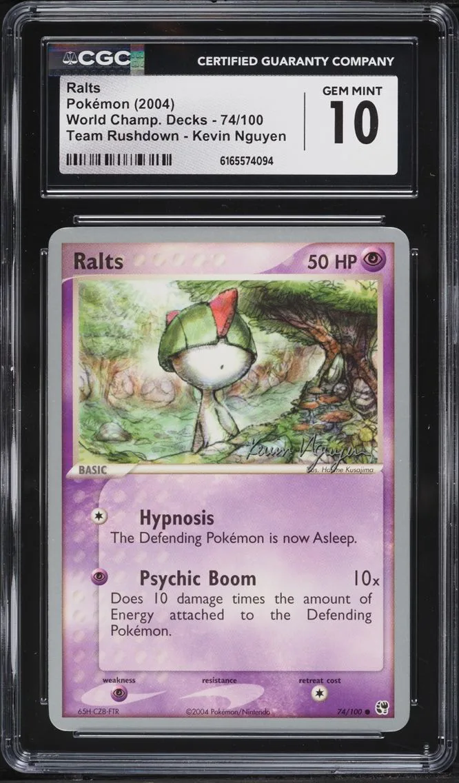 2004 Pokemon World Champion Decks Team Rushdown Kevin Nguyen Ralts #74 CGC 10 GEM MINT