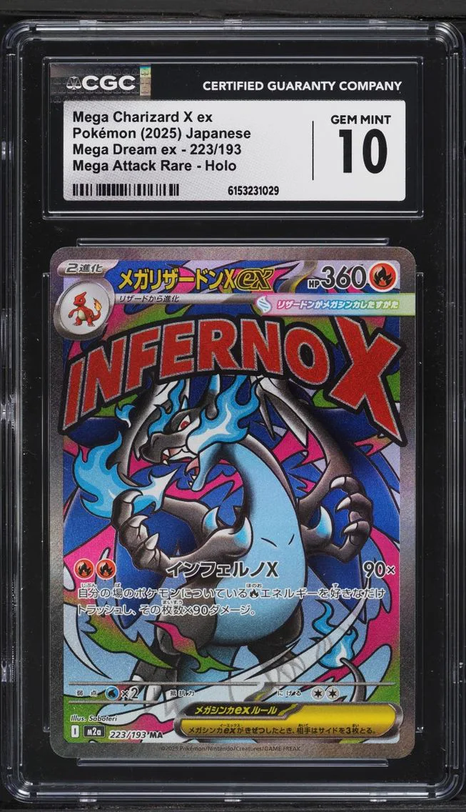 2025 Pokemon Japanese Mega Dream Ex MA Mega Charizard X EX #223 CGC 10 GEM MINT