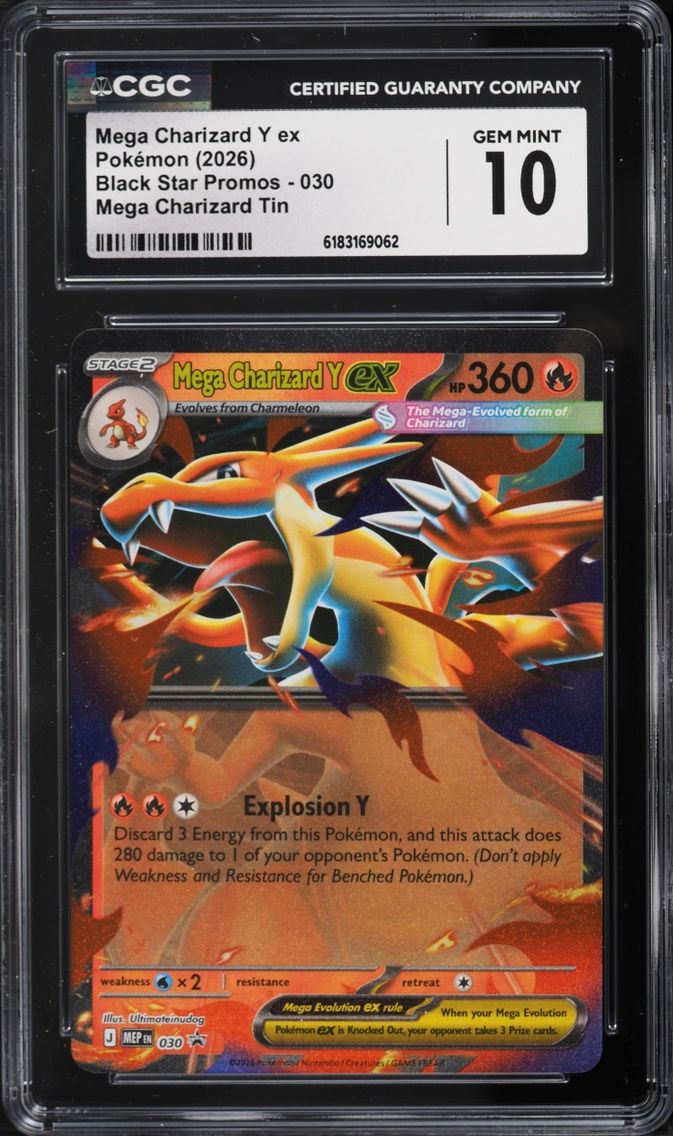 2026 Pokemon Mega Evolution Promo Tin Mega Charizard Y EX #30 CGC 10 GEM MINT