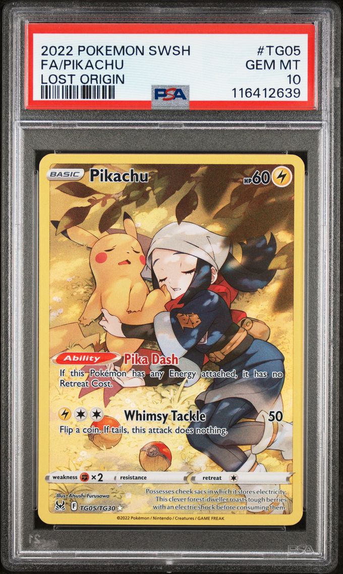 2022 #TG05 Full Art/Pikachu PSA 10 Sword & Shield Lost Origin Pokemon