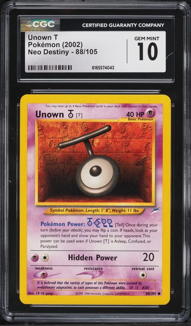 2002 Pokemon Neo Destiny Unown T #88 CGC 10 GEM MINT