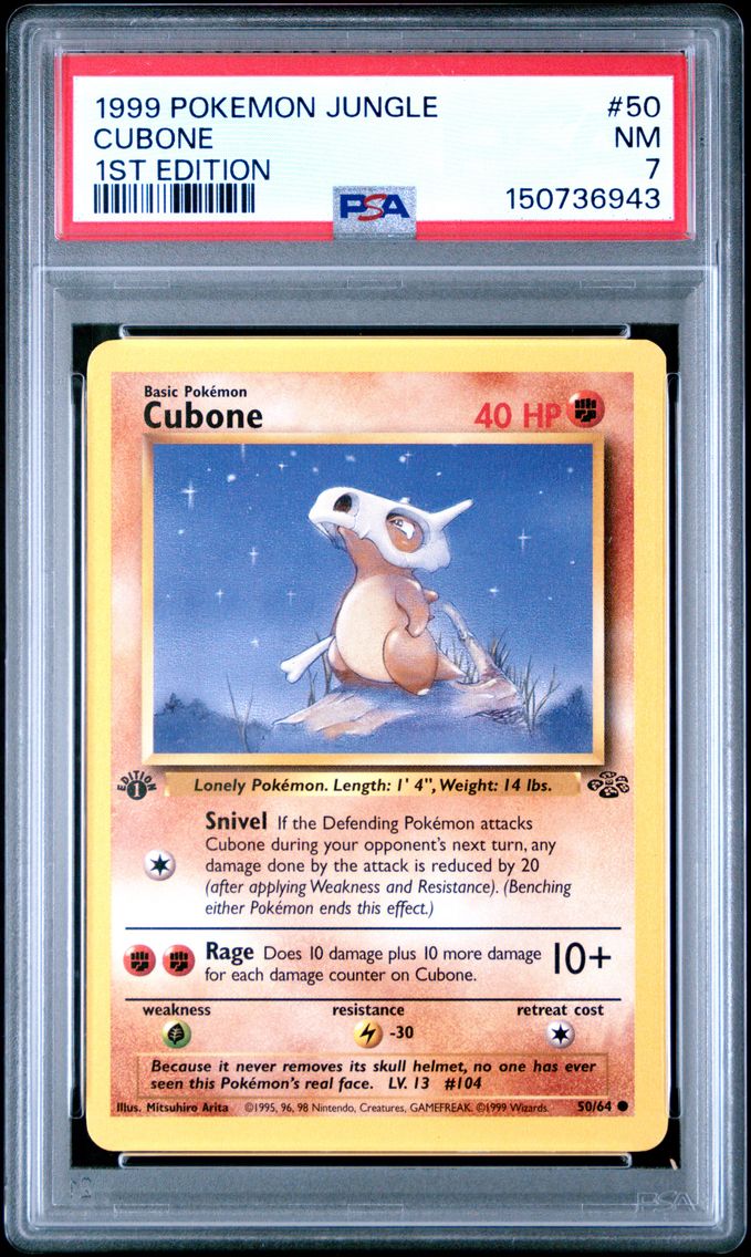 1999 #50 Cubone 1st Edition PSA 7 Jungle