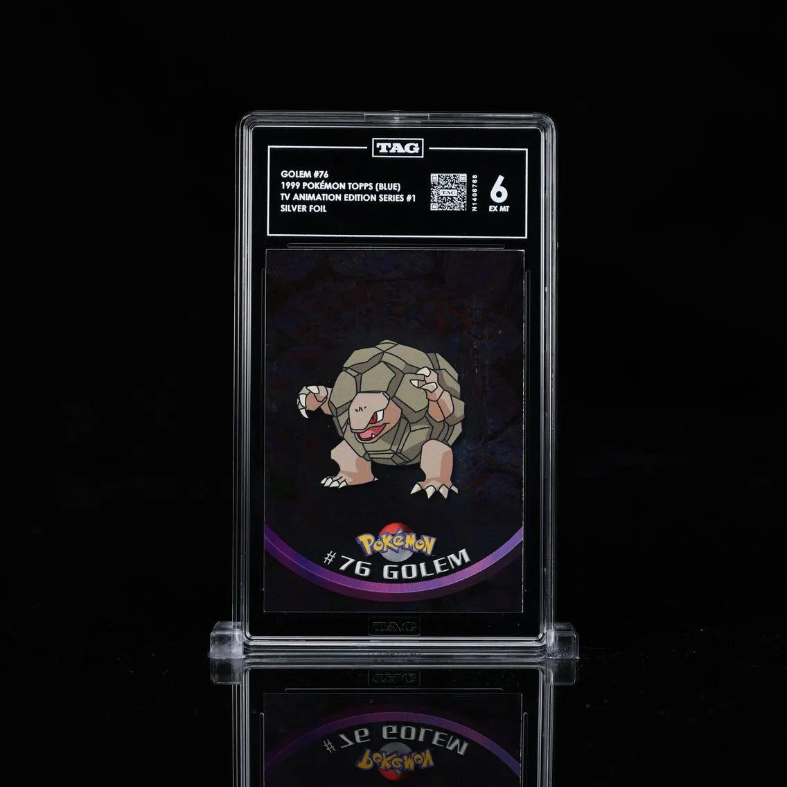 1999 #076 GOLEM TAG 6 POKEMON TOPPS (BLUE) | TV ANIMATION SERIES #1 | SILVER FOIL