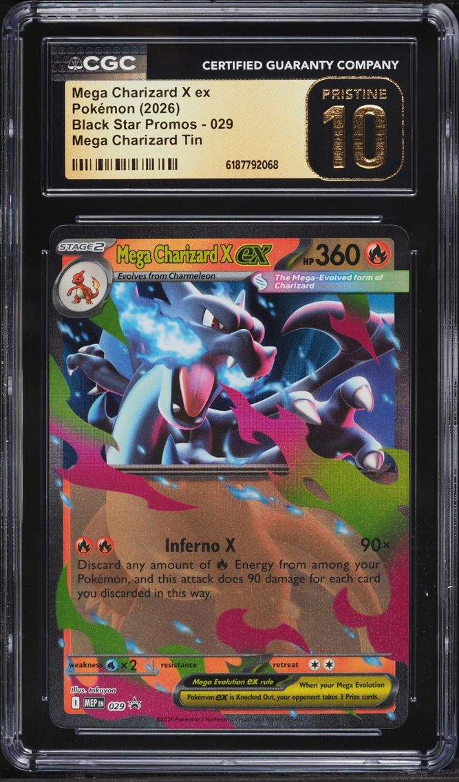 2026 #29 Mega Charizard X Ex CGC 10 Pokemon Mega Evolution Promo Tin