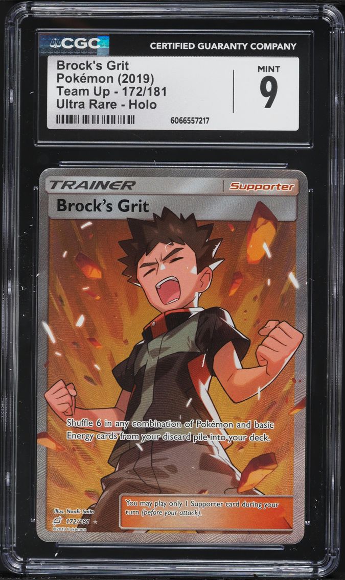 2019 #172 Full Art/Brock's Grit CGC 9 Sun & Moon Team Up Pokemon