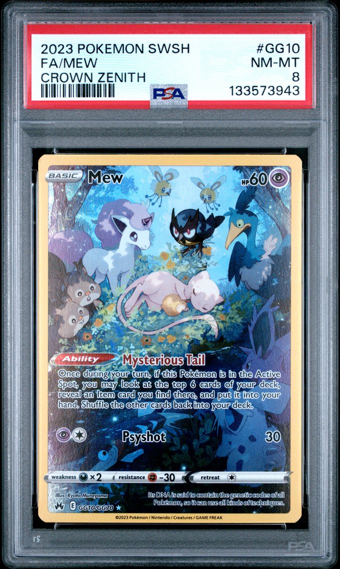 2023 #GG10 Full Art/Mew PSA 8 Sword and Shield Crown Zenith Pokemon